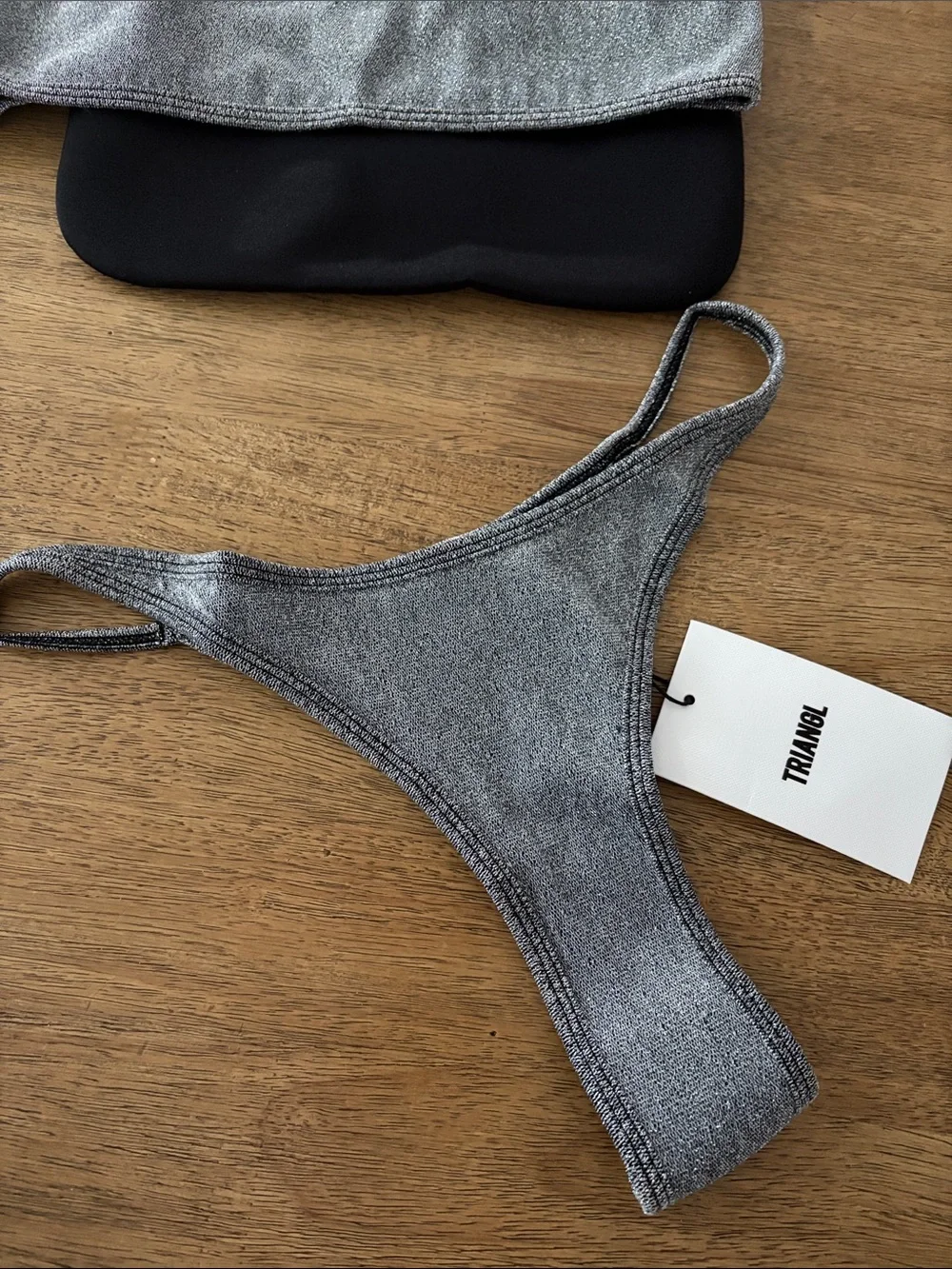 New Triangl Minimal  - SILVER SPARKLE CROP BIKINI SET